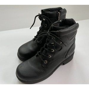 Harley-Davidson Elowen Black Leather Lace Up & Zipper Moto Biker Riding Boots 8
